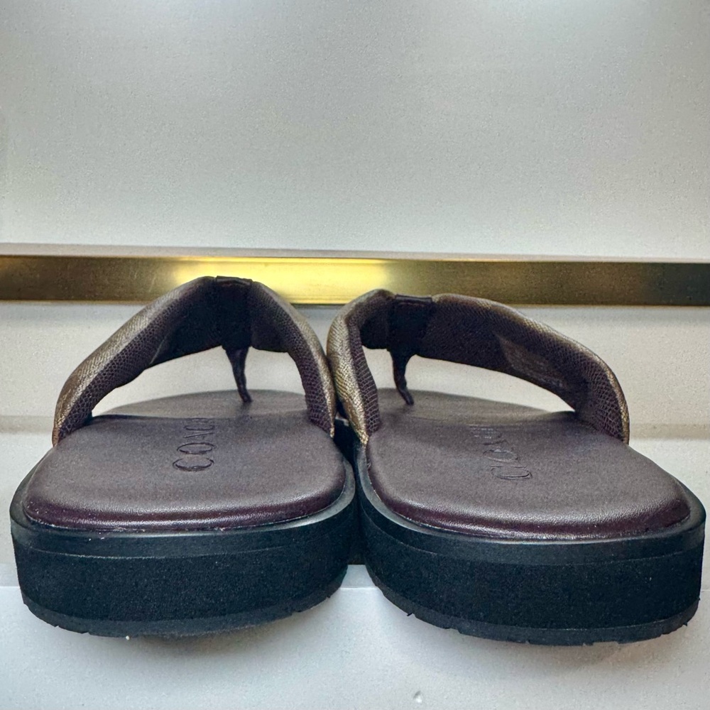 Coach Men’s Signature Canvas Flip Flop Sandals Size 10D G4921 New No Box/Tags - Picture 7 of 14